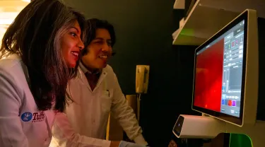 Nisha Iyer, Assistant Professor of Biomedical Engineering in her lab