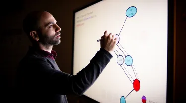 Samer Nour Eddine, doctoral candidate in computational cognitive science, poses for a photo