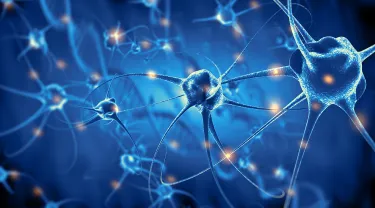 Active nerve cells, 3d rendering