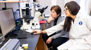 Photo of Gail Sonenshein and Nora Mineva, co-founders of Adecto Pharmaceuticals