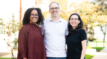 A photo of Tufts Psychology faculty members Aerielle Allen, Sam Sommers, and Lisa Shin