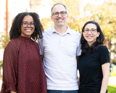 A photo of Tufts Psychology faculty members Aerielle Allen, Sam Sommers, and Lisa Shin