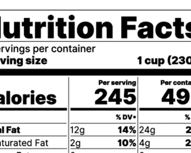 part of a panel from a Nutrition Facts listing on a packaged food item